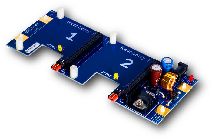 BitScope Blade 02, Duo Pi, Power & Mounting for two Raspberry Pi (Raspberry Pi not included).