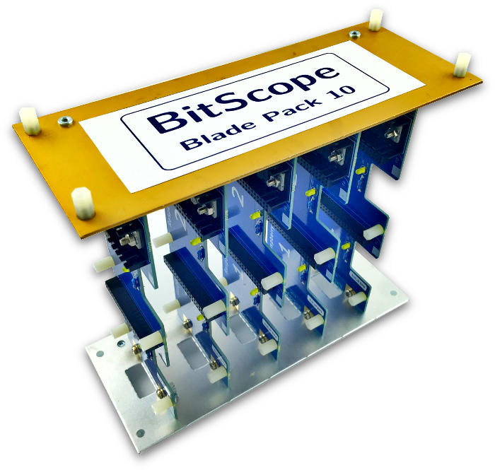 BitScope Blade Pack 10, Power & Mounting for 10 Raspberry Pi (Raspberry Pi not included).